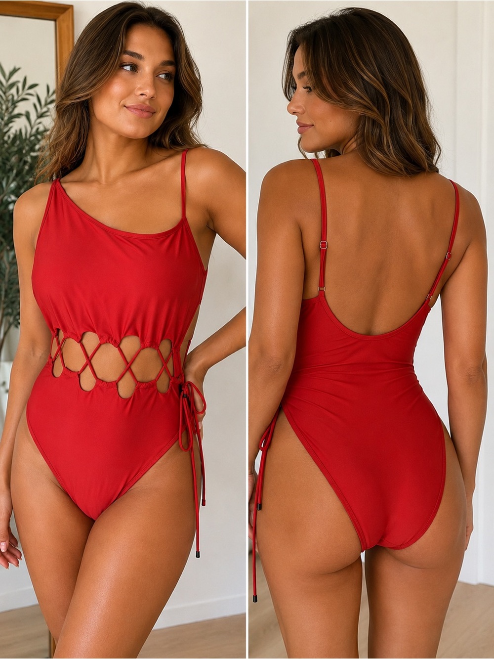 Red Cutout One Piece Swimsuit XXL Australian Brand